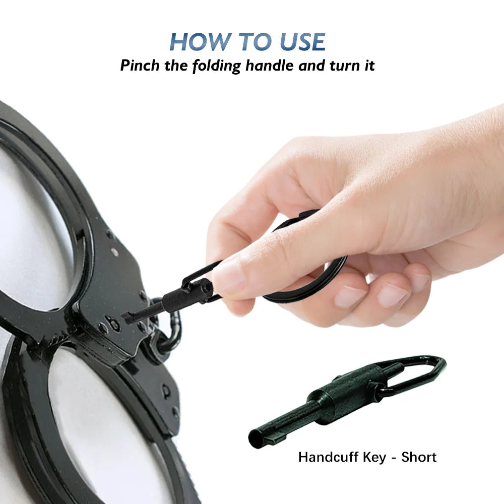 Handcuff key set, 1 long handle key + 1 short handle key, made of high carbon steel, comes with a survival whistle for signaling