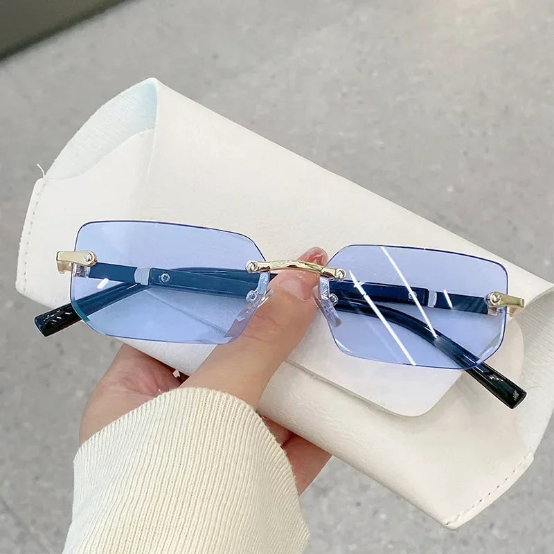 Fashion High Definition Sunglasses Men Ladies Blue Light Blocking Eye Protection Eyewear Rimless Square Frame Eyeglasses Goggle