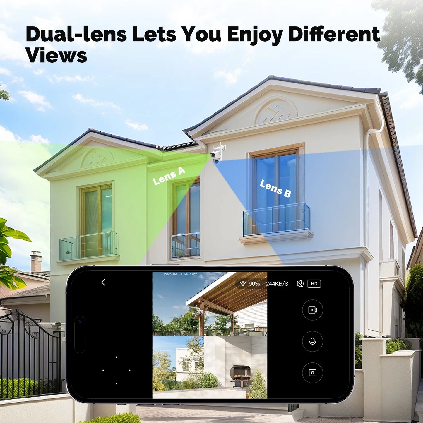 Moes Tuya Smart WiFi Outdoor Security Camera 4MP Dual Screen 2.4G/5G IP65 Waterproof Motion Detection Auto Track Two-Way Audio