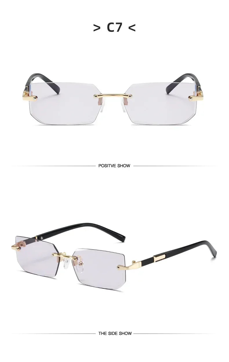 Fashion High Definition Sunglasses Men Ladies Blue Light Blocking Eye Protection Eyewear Rimless Square Frame Eyeglasses Goggle