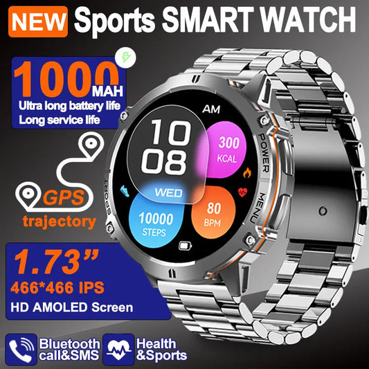 For XIAOMI 1000MAH endurance Sport Smart Watch Men 1.73-inch HD Screen GPS tracker Compass Bluetooth Call Waterproof Smart Watch