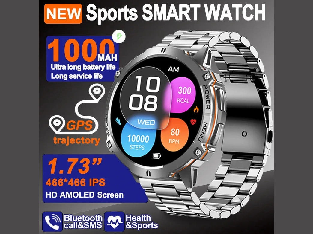 For XIAOMI 1000MAH endurance Sport Smart Watch Men 1.73-inch HD Screen GPS tracker Compass Bluetooth Call Waterproof Smart Watch - Simply Just Deals LLC