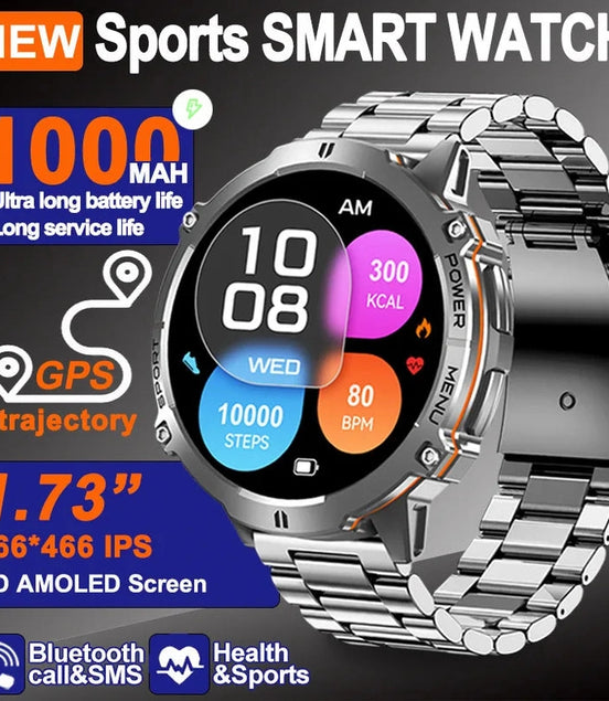 For XIAOMI 1000MAH endurance Sport Smart Watch Men 1.73-inch HD Screen GPS tracker Compass Bluetooth Call Waterproof Smart Watch - Simply Just Deals LLC
