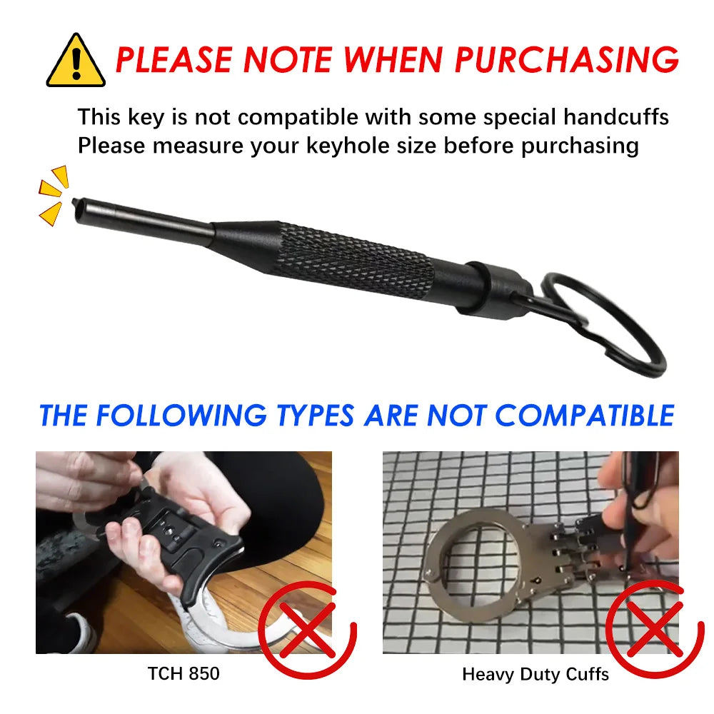 Handcuff key set, 1 long handle key + 1 short handle key, made of high carbon steel, comes with a survival whistle for signaling