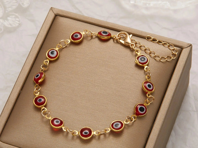 Lucky Turkey Evil Eye Bracelet For Women Men Colorful Red Blue Eye Adjustable Metal Chain Bangles Good Luck Wealth Jewelry Gifts - Simply Just Deals LLC
