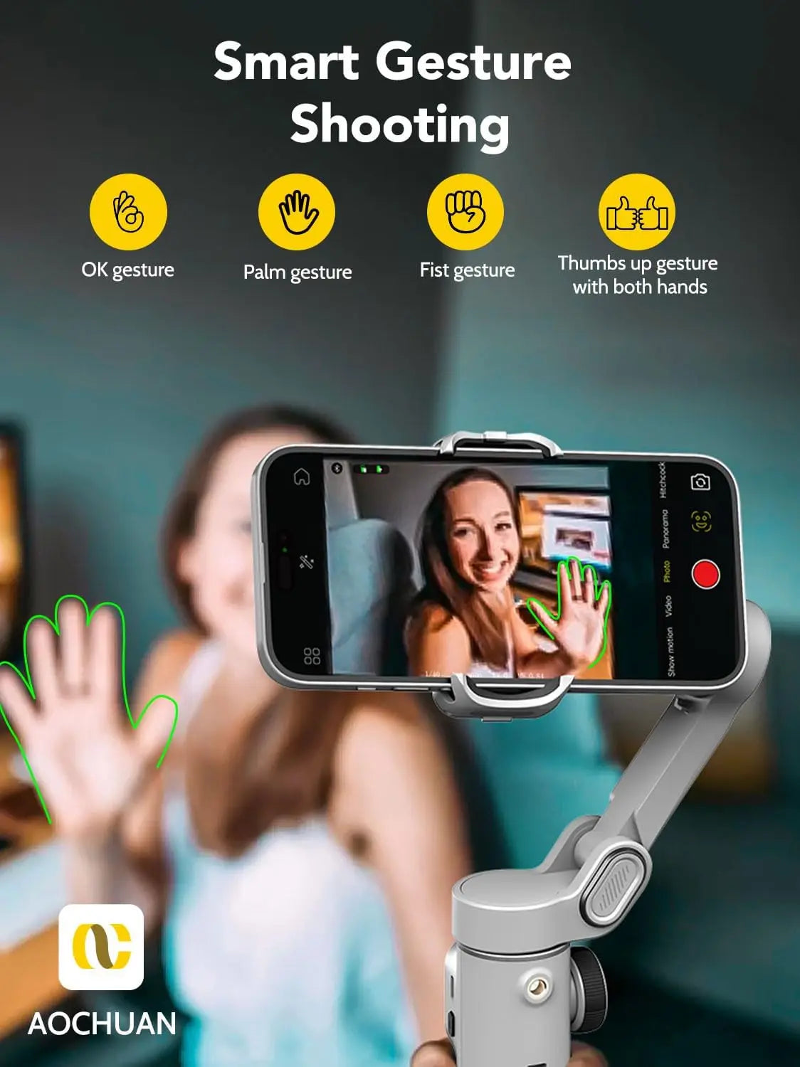 AOCHUAN Smart X2 Handheld Gimbal 3 Axis Stabilizer Built-in 20cm Extension Rod LED Display Phone Holder For iPhone Smartphone