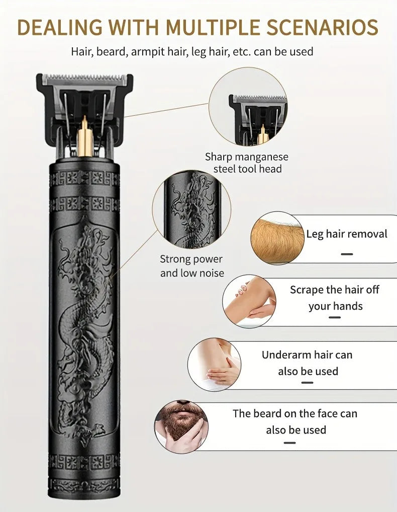 T9 mini small size barber device is easy to carry travel repair hair shaving shaving simple repair device Chinese dragon pattern