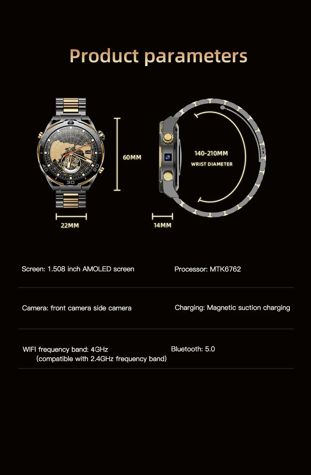 6+128GB Smart Watch WIFI GPS Waterproof GSM SIM Dual Camera 4G Smartwatch Men App Download Heart Rate Health Monitor Video Call