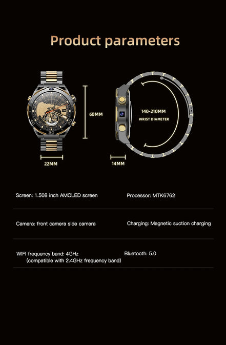 6+128GB Smart Watch WIFI GPS Waterproof GSM SIM Dual Camera 4G Smartwatch Men App Download Heart Rate Health Monitor Video Call - Simply Just Deals LLC