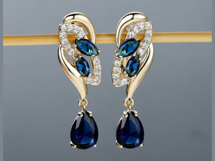 ANGOL Romantic Flower Dangle Earrings for Women - Golden - Tone Floral Design with Red & Clear Synthetic Gemstones, Elegant Party & Everyday Jewelry Gifts - Simply Just Deals LLCANGOL Romantic Flower Dangle Earrings for Women - Golden - Tone Floral Design with Red & Clear Synthetic Gemstones, Elegant Party & Everyday Jewelry Gifts20750Dark BlueANGOL Romantic Flower Dangle Earrings for Women - Golden - Tone Floral Design with Red & Clear Synthetic Gemstones, Elegant Party & Everyday Jewelry Gifts