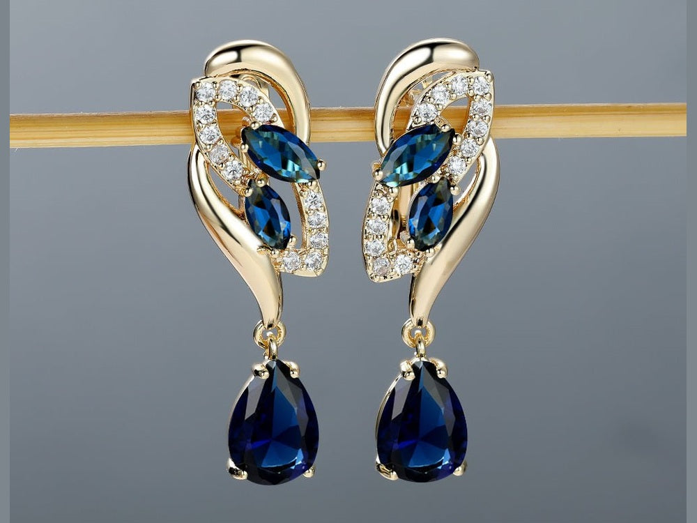 ANGOL Romantic Flower Dangle Earrings for Women - Golden - Tone Floral Design with Red & Clear Synthetic Gemstones, Elegant Party & Everyday Jewelry Gifts - Simply Just Deals LLCANGOL Romantic Flower Dangle Earrings for Women - Golden - Tone Floral Design with Red & Clear Synthetic Gemstones, Elegant Party & Everyday Jewelry Gifts20750Dark BlueANGOL Romantic Flower Dangle Earrings for Women - Golden - Tone Floral Design with Red & Clear Synthetic Gemstones, Elegant Party & Everyday Jewelry Gifts
