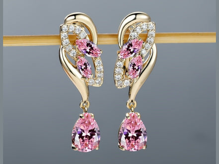 ANGOL Romantic Flower Dangle Earrings for Women - Golden - Tone Floral Design with Red & Clear Synthetic Gemstones, Elegant Party & Everyday Jewelry Gifts - Simply Just Deals LLCANGOL Romantic Flower Dangle Earrings for Women - Golden - Tone Floral Design with Red & Clear Synthetic Gemstones, Elegant Party & Everyday Jewelry Gifts19308RedANGOL Romantic Flower Dangle Earrings for Women - Golden - Tone Floral Design with Red & Clear Synthetic Gemstones, Elegant Party & Everyday Jewelry Gifts