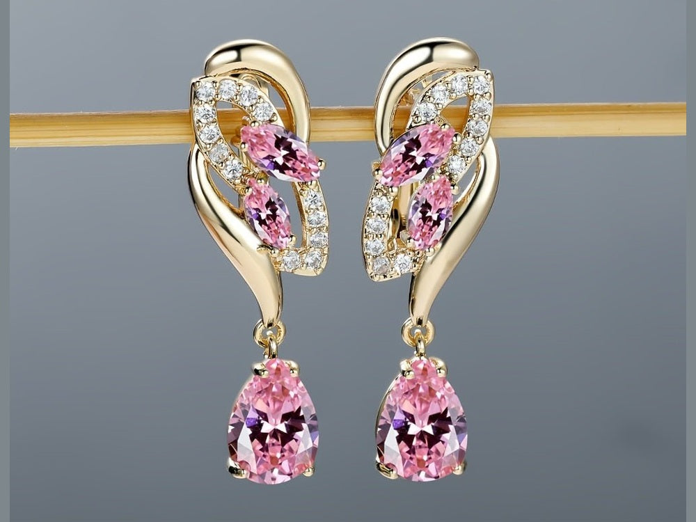 ANGOL Romantic Flower Dangle Earrings for Women - Golden - Tone Floral Design with Red & Clear Synthetic Gemstones, Elegant Party & Everyday Jewelry Gifts - Simply Just Deals LLCANGOL Romantic Flower Dangle Earrings for Women - Golden - Tone Floral Design with Red & Clear Synthetic Gemstones, Elegant Party & Everyday Jewelry Gifts19308RedANGOL Romantic Flower Dangle Earrings for Women - Golden - Tone Floral Design with Red & Clear Synthetic Gemstones, Elegant Party & Everyday Jewelry Gifts