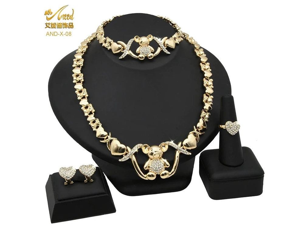 ANIID XOXO Heart Women Jewelry Necklace Set 18K Gold Color Bridal LOVE Rhinestone Wedding Necklace Earrings Set Party Gift - Simply Just Deals LLCANIID XOXO Heart Women Jewelry Necklace Set 18K Gold Color Bridal LOVE Rhinestone Wedding Necklace Earrings Set Party Gift200001033:200005184X - 08X - 08ANIID XOXO Heart Women Jewelry Necklace Set 18K Gold Color Bridal LOVE Rhinestone Wedding Necklace Earrings Set Party Gift