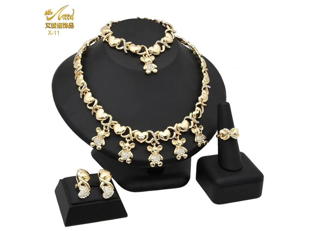 ANIID XOXO Heart Women Jewelry Necklace Set 18K Gold Color Bridal LOVE Rhinestone Wedding Necklace Earrings Set Party Gift - Simply Just Deals LLCANIID XOXO Heart Women Jewelry Necklace Set 18K Gold Color Bridal LOVE Rhinestone Wedding Necklace Earrings Set Party Gift200001033:200003757X - 11X - 11ANIID XOXO Heart Women Jewelry Necklace Set 18K Gold Color Bridal LOVE Rhinestone Wedding Necklace Earrings Set Party Gift
