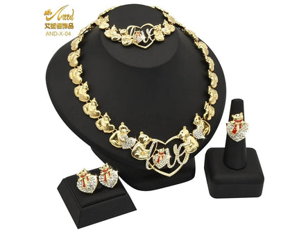 ANIID XOXO Heart Women Jewelry Necklace Set 18K Gold Color Bridal LOVE Rhinestone Wedding Necklace Earrings Set Party Gift - Simply Just Deals LLCANIID XOXO Heart Women Jewelry Necklace Set 18K Gold Color Bridal LOVE Rhinestone Wedding Necklace Earrings Set Party Gift200001033:200005183X - 04X - 04ANIID XOXO Heart Women Jewelry Necklace Set 18K Gold Color Bridal LOVE Rhinestone Wedding Necklace Earrings Set Party Gift