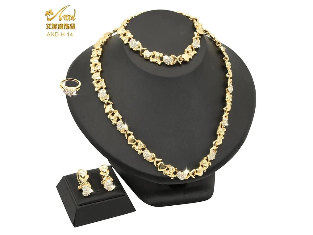 ANIID XOXO Heart Women Jewelry Necklace Set 18K Gold Color Bridal LOVE Rhinestone Wedding Necklace Earrings Set Party Gift - Simply Just Deals LLCANIID XOXO Heart Women Jewelry Necklace Set 18K Gold Color Bridal LOVE Rhinestone Wedding Necklace Earrings Set Party Gift200001033:200003758H - 14H - 14ANIID XOXO Heart Women Jewelry Necklace Set 18K Gold Color Bridal LOVE Rhinestone Wedding Necklace Earrings Set Party Gift