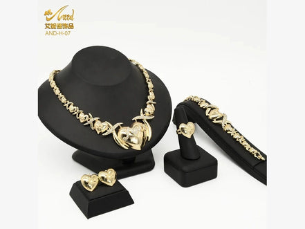 ANIID XOXO Heart Women Jewelry Necklace Set 18K Gold Color Bridal LOVE Rhinestone Wedding Necklace Earrings Set Party Gift - Simply Just Deals LLCANIID XOXO Heart Women Jewelry Necklace Set 18K Gold Color Bridal LOVE Rhinestone Wedding Necklace Earrings Set Party Gift200001033:200003760H - 07H - 07ANIID XOXO Heart Women Jewelry Necklace Set 18K Gold Color Bridal LOVE Rhinestone Wedding Necklace Earrings Set Party Gift
