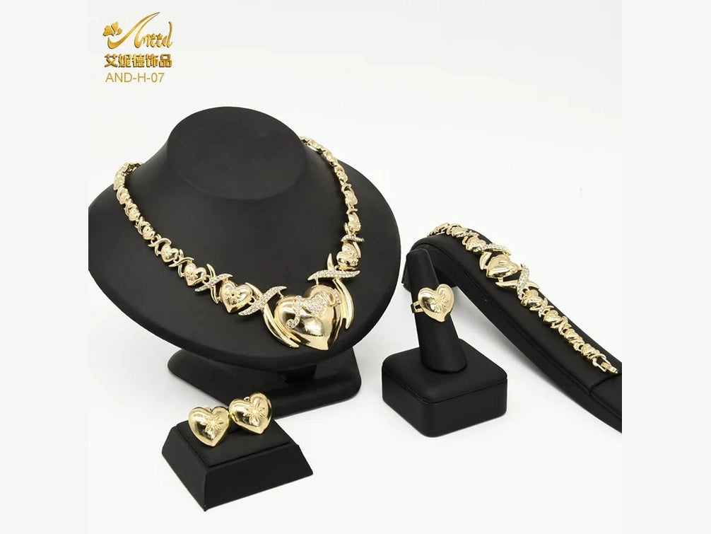 ANIID XOXO Heart Women Jewelry Necklace Set 18K Gold Color Bridal LOVE Rhinestone Wedding Necklace Earrings Set Party Gift - Simply Just Deals LLCANIID XOXO Heart Women Jewelry Necklace Set 18K Gold Color Bridal LOVE Rhinestone Wedding Necklace Earrings Set Party Gift200001033:200003760H - 07H - 07ANIID XOXO Heart Women Jewelry Necklace Set 18K Gold Color Bridal LOVE Rhinestone Wedding Necklace Earrings Set Party Gift