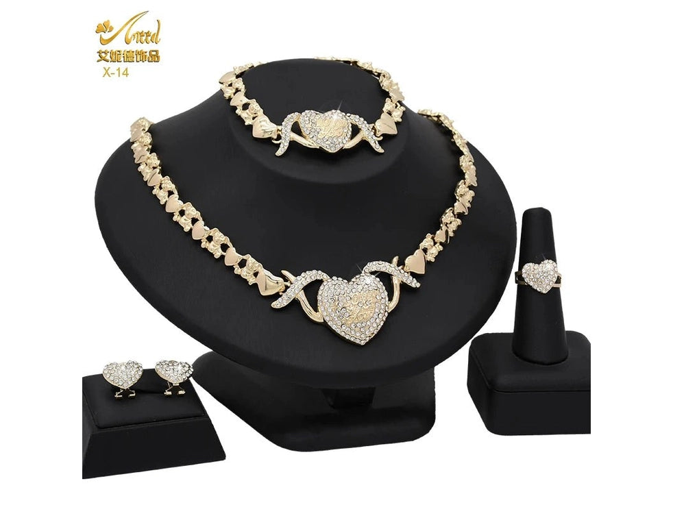 ANIID XOXO Heart Women Jewelry Necklace Set 18K Gold Color Bridal LOVE Rhinestone Wedding Necklace Earrings Set Party Gift - Simply Just Deals LLCANIID XOXO Heart Women Jewelry Necklace Set 18K Gold Color Bridal LOVE Rhinestone Wedding Necklace Earrings Set Party Gift200001033:361181X - 14X - 14ANIID XOXO Heart Women Jewelry Necklace Set 18K Gold Color Bridal LOVE Rhinestone Wedding Necklace Earrings Set Party Gift