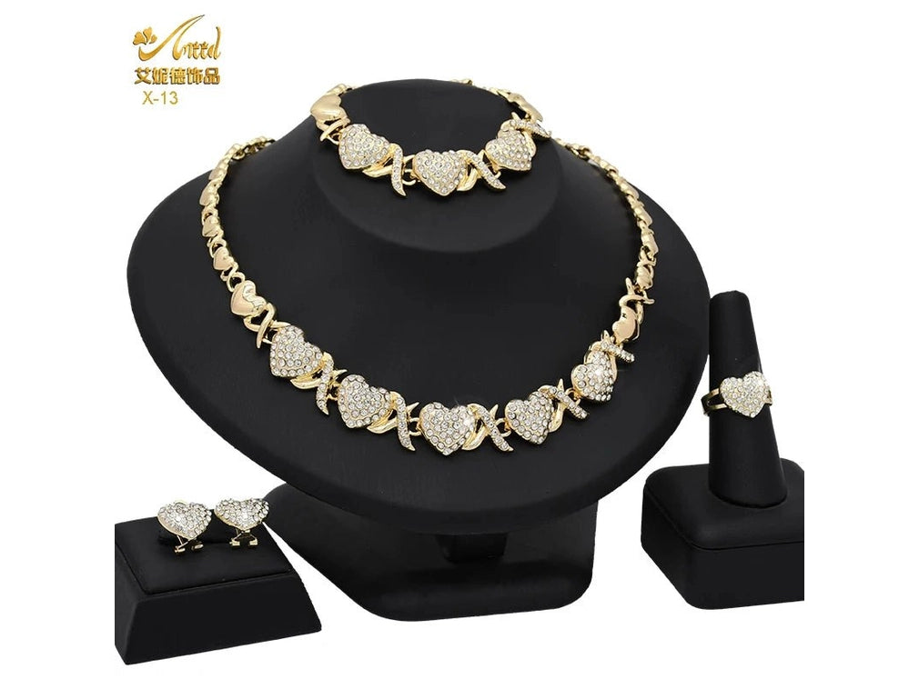ANIID XOXO Heart Women Jewelry Necklace Set 18K Gold Color Bridal LOVE Rhinestone Wedding Necklace Earrings Set Party Gift - Simply Just Deals LLCANIID XOXO Heart Women Jewelry Necklace Set 18K Gold Color Bridal LOVE Rhinestone Wedding Necklace Earrings Set Party Gift200001033:361187X - 13X - 13ANIID XOXO Heart Women Jewelry Necklace Set 18K Gold Color Bridal LOVE Rhinestone Wedding Necklace Earrings Set Party Gift