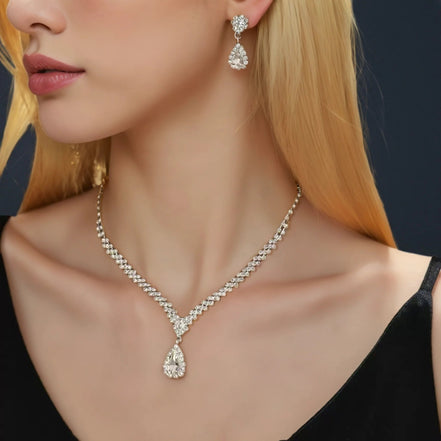 Bridal jewelry set, necklace, earrings, wedding ladies' evening dress accessories, fashionable two - piece set - Simply Just Deals LLCBridal jewelry set, necklace, earrings, wedding ladies' evening dress accessories, fashionable two - piece set200001033:361188SILVER PLATEDBridal jewelry set, necklace, earrings, wedding ladies' evening dress accessories, fashionable two - piece set