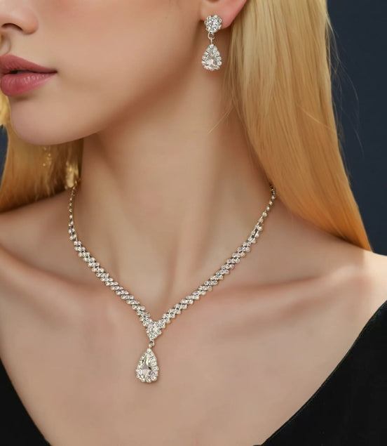 Bridal jewelry set, necklace, earrings, wedding ladies' evening dress accessories, fashionable two - piece set - Simply Just Deals LLCBridal jewelry set, necklace, earrings, wedding ladies' evening dress accessories, fashionable two - piece set200001033:361188SILVER PLATEDBridal jewelry set, necklace, earrings, wedding ladies' evening dress accessories, fashionable two - piece set