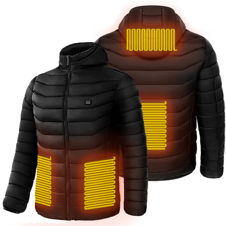Men Heated Puffer Jacket Electric Heating Coat Insulated Hood Windbreaker 9Heat Zones - Simply Just Deals LLC