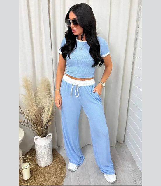 Contrast Trim Round Neck Top and Pants Set - Simply Just Deals LLCContrast Trim Round Neck Top and Pants Set100100391891141BlueS293a995c - 84ba - 4dca - 9889 - 21c42225b081 - Max