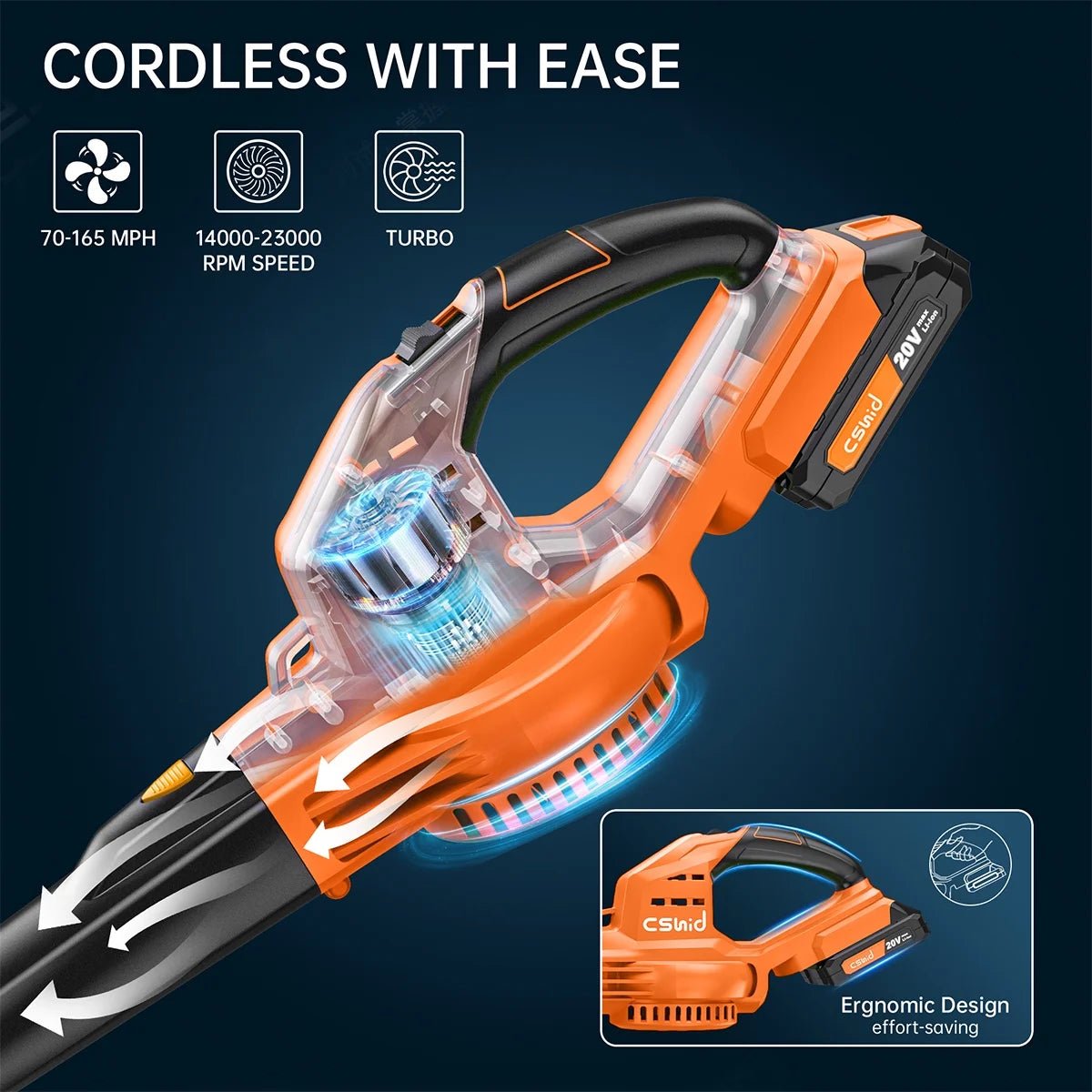 Cordless Leaf Blower, 20V Handheld Electric Leaf Blowers with 2 X Battery & Charger, 2 Speed Mode, 320CFM 165MPH, Lightweight Battery Powered Leaf Blowers for Leaf/Snow/Dust Blowing - Simply Just Deals LLCCordless Leaf Blower, 20V Handheld Electric Leaf Blowers with 2 X Battery & Charger, 2 Speed Mode, 320CFM 165MPH, Lightweight Battery Powered Leaf Blowers for Leaf/Snow/Dust Blowing573e7368-1569-442b-8ce3-23139b96985bOrangeCordless Leaf Blower, 20V Handheld Electric Leaf Blowers with 2 X Batter