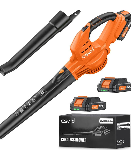 Cordless Leaf Blower, 20V Handheld Electric Leaf Blowers with 2 X Battery & Charger, 2 Speed Mode, 320CFM 165MPH, Lightweight Battery Powered Leaf Blowers for Leaf/Snow/Dust Blowing - Simply Just Deals LLCCordless Leaf Blower, 20V Handheld Electric Leaf Blowers with 2 X Battery & Charger, 2 Speed Mode, 320CFM 165MPH, Lightweight Battery Powered Leaf Blowers for Leaf/Snow/Dust Blowing573e7368-1569-442b-8ce3-23139b96985bOrangeCordless Leaf Blower, 20V Handheld Electric Leaf Blowers with 2 X Batter