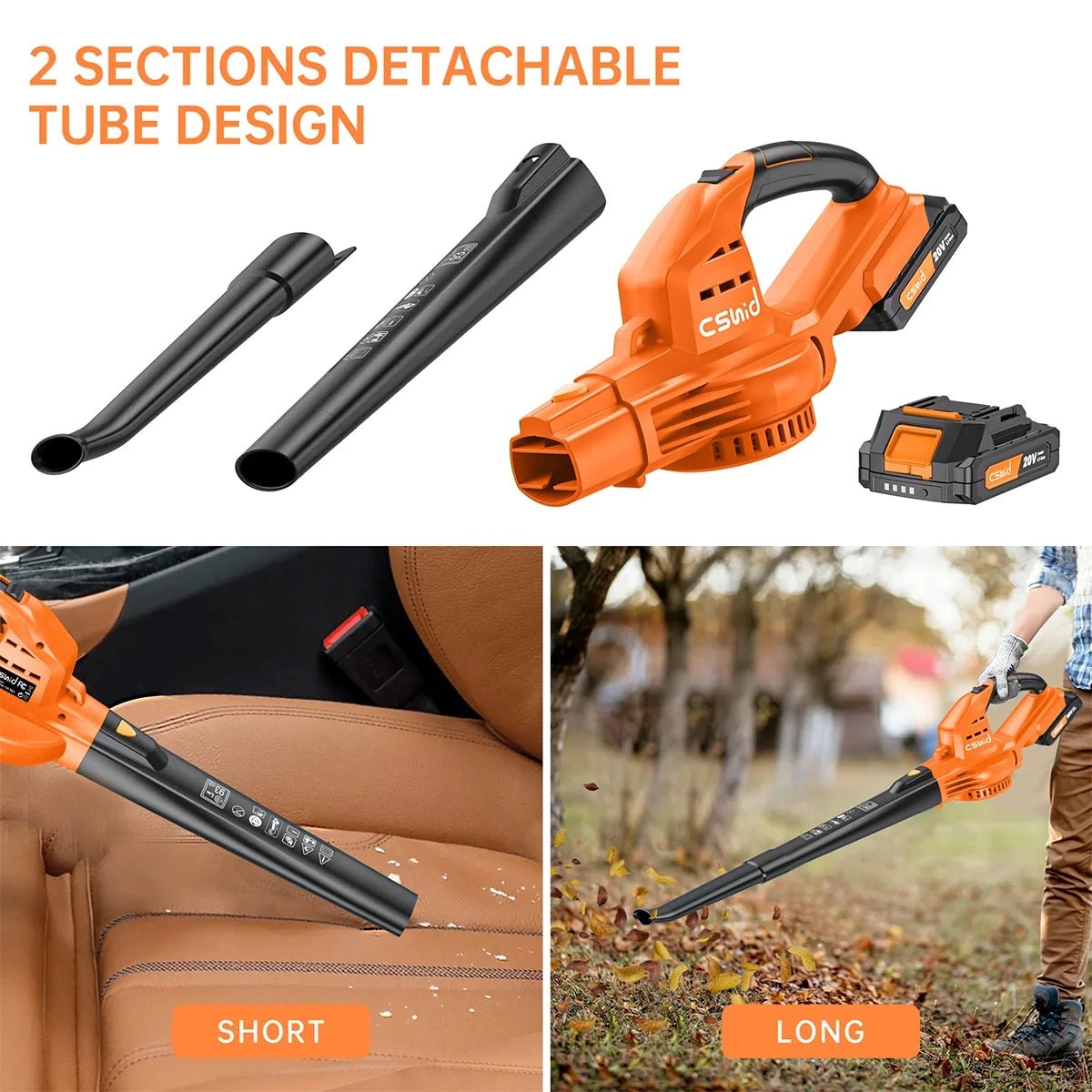 Cordless Leaf Blower, 20V Handheld Electric Leaf Blowers with 2 X Battery & Charger, 2 Speed Mode, 320CFM 165MPH, Lightweight Battery Powered Leaf Blowers for Leaf/Snow/Dust Blowing - Simply Just Deals LLCCordless Leaf Blower, 20V Handheld Electric Leaf Blowers with 2 X Battery & Charger, 2 Speed Mode, 320CFM 165MPH, Lightweight Battery Powered Leaf Blowers for Leaf/Snow/Dust Blowing573e7368-1569-442b-8ce3-23139b96985bOrangeCordless Leaf Blower, 20V Handheld Electric Leaf Blowers with 2 X Batter