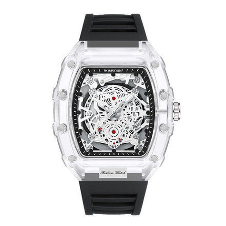 Cross - border Watch Unique Barrel - shaped Quartz Watch Fashion Transparent Men's Watch Waterproof Wristwatch - Simply Just Deals LLCCross - border Watch Unique Barrel - shaped Quartz Watch Fashion Transparent Men's Watch Waterproof Wristwatch259EED2B6184443B9D89A8C03729D07ATransparent Black Face - Black StrapCross - border Watch Unique Barrel - shaped Quartz Watch Fashion Transparent Men's Watch Waterproof Wristwatch
