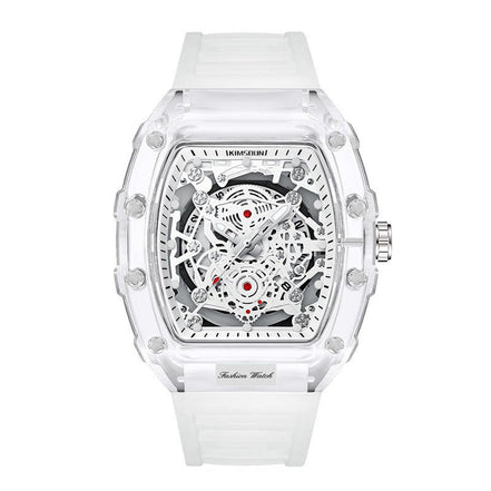 Cross - border Watch Unique Barrel - shaped Quartz Watch Fashion Transparent Men's Watch Waterproof Wristwatch - Simply Just Deals LLCCross - border Watch Unique Barrel - shaped Quartz Watch Fashion Transparent Men's Watch Waterproof WristwatchBA883DB336F14C879466CE9F096E0E53Transparent White Surface - White StrapCross - border Watch Unique Barrel - shaped Quartz Watch Fashion Transparent Men's Watch Waterproof Wristwatch