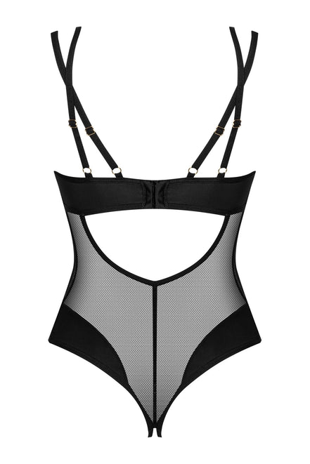 Crotchless Mesh Black Teddy: Obsessive Lingerie Ultimate Allure - Simply Just Deals LLCCrotchless Mesh Black Teddy: Obsessive Lingerie Ultimate AllureTeddyOB11090-BK-XS/SXS/SThe Crotchless Mesh Black Teddy: Obsessive Lingerie Ultimate Allure features sheer mesh fabric, adjustable straps, underbust cutout, solid black trim, a clasp back closure, and an open - crotch design for a seductive look.