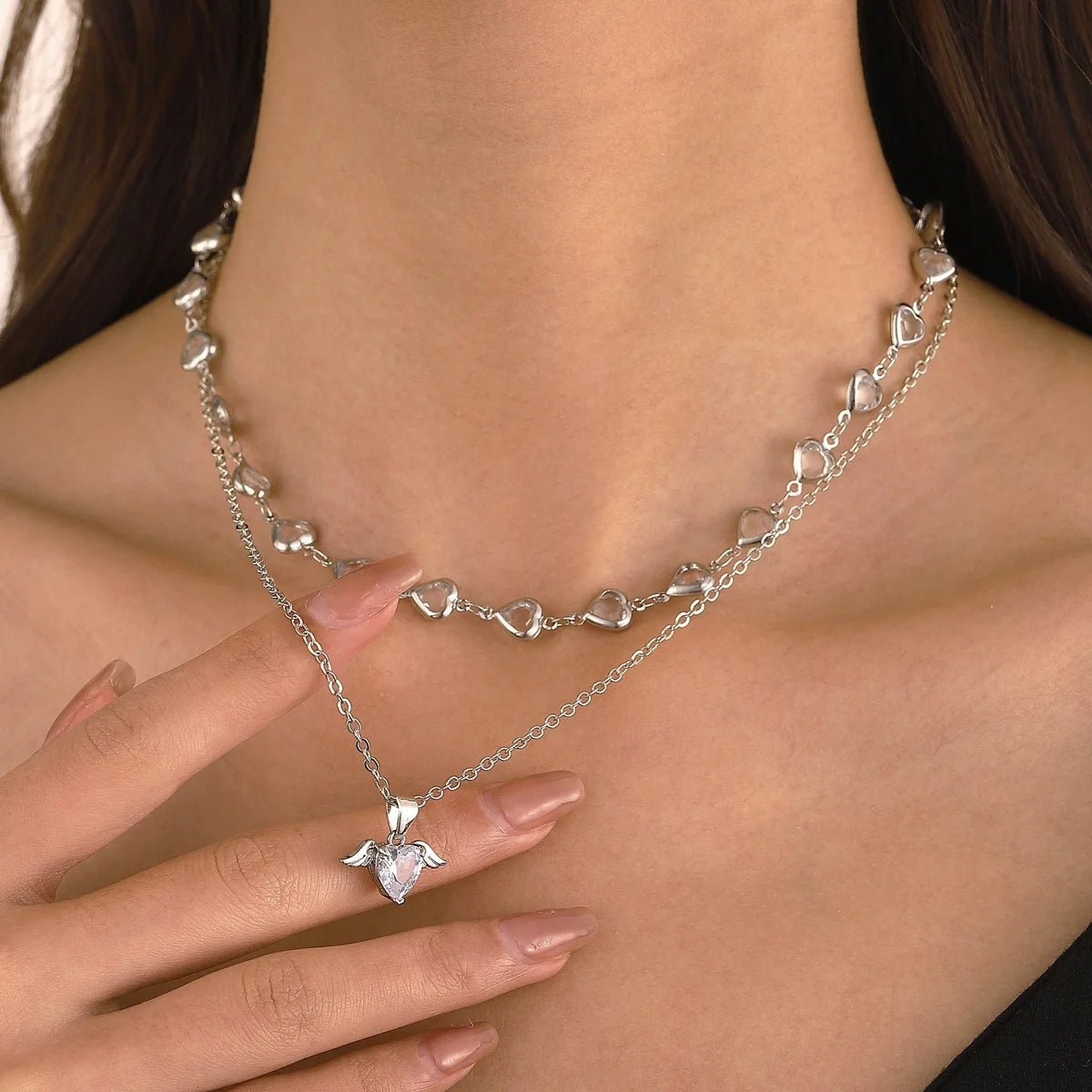 Crystal Heart Pendant Necklaces for Women Heart Necklace Angle Necklace Dainty Layered Pendant Necklaces Jewelry Gift for Her - Simply Just Deals LLCCrystal Heart Pendant Necklaces for Women Heart Necklace Angle Necklace Dainty Layered Pendant Necklaces Jewelry Gift for Her0dd20b36-9ce2-4de6-8b72-3e9e1591b434SilveryCrystal Heart Pendant Necklaces for Women Heart Necklace Angle Necklace Dainty Layered Pendant Necklaces Jewelry Gift for Her