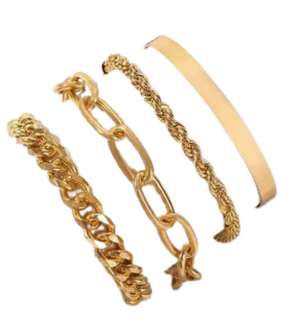 Curb Gold Cuban Four Set Chain Bracelets - Simply Just Deals LLCCurb Gold Cuban Four Set Chain BraceletsDC - 2535321Vermeil - ALI - RAM - BRA - 4T - VM / Gold / 7Curb Gold Cuban Four Set Chain Bracelets