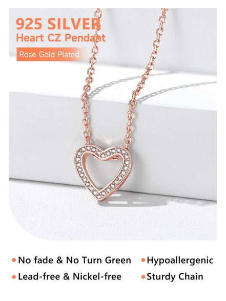 Dainty Cubic Zirconia Necklace for Women Heart Shape Pendant Sterling Silver Jewelry Gifts, Rose Golden - Simply Just Deals LLCDainty Cubic Zirconia Necklace for Women Heart Shape Pendant Sterling Silver Jewelry Gifts, Rose Goldenbef11aa3-acfc-41c0-98a7-947c151c616d02 - Rose Gold CzDainty Cubic Zirconia Necklace for Women Heart Shape Pendant Sterling Silver Jewelry Gifts, Rose Golden