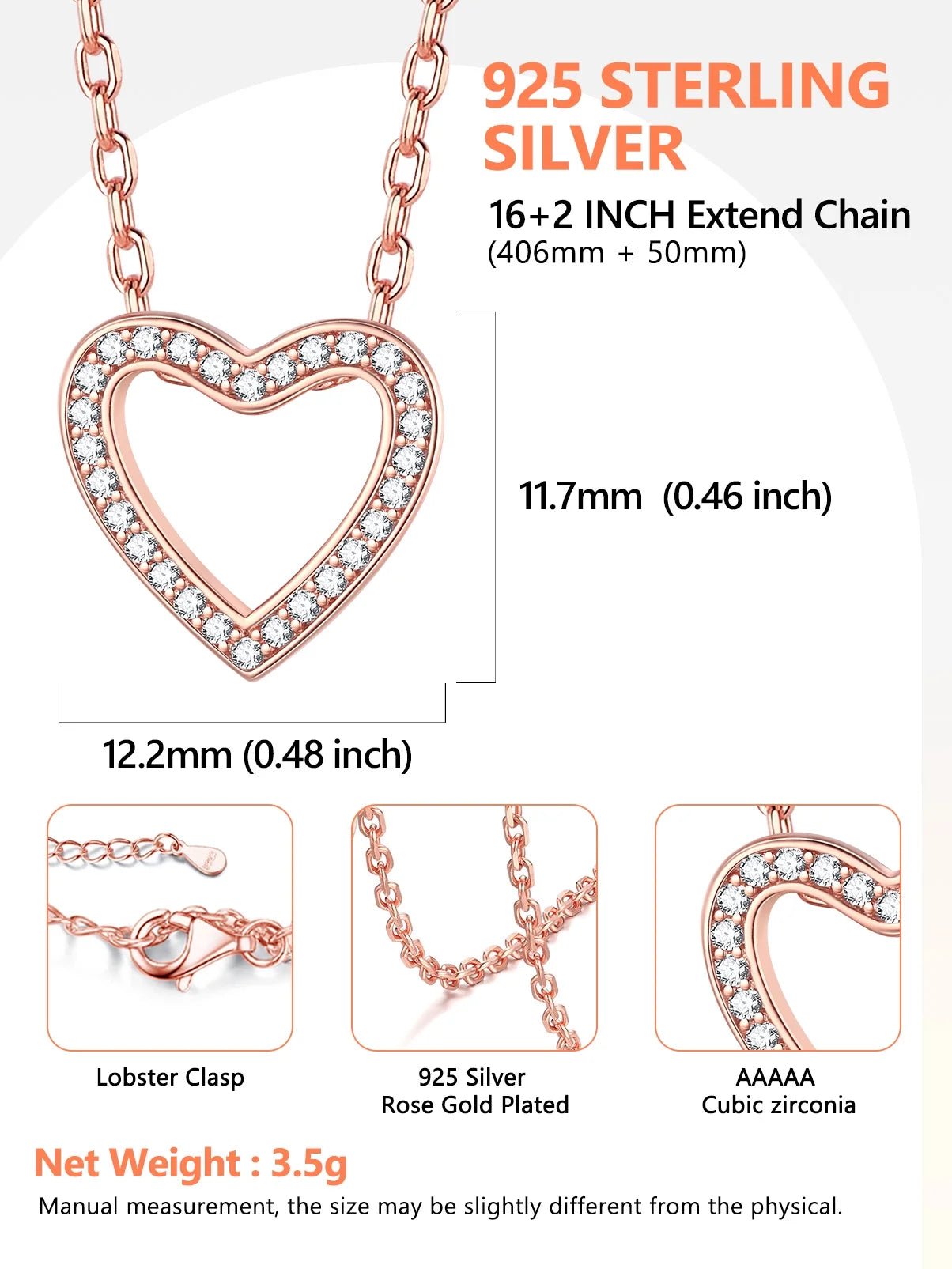 Dainty Cubic Zirconia Necklace for Women Heart Shape Pendant Sterling Silver Jewelry Gifts, Rose Golden - Simply Just Deals LLCDainty Cubic Zirconia Necklace for Women Heart Shape Pendant Sterling Silver Jewelry Gifts, Rose Goldenbef11aa3-acfc-41c0-98a7-947c151c616d02 - Rose Gold CzDainty Cubic Zirconia Necklace for Women Heart Shape Pendant Sterling Silver Jewelry Gifts, Rose Golden