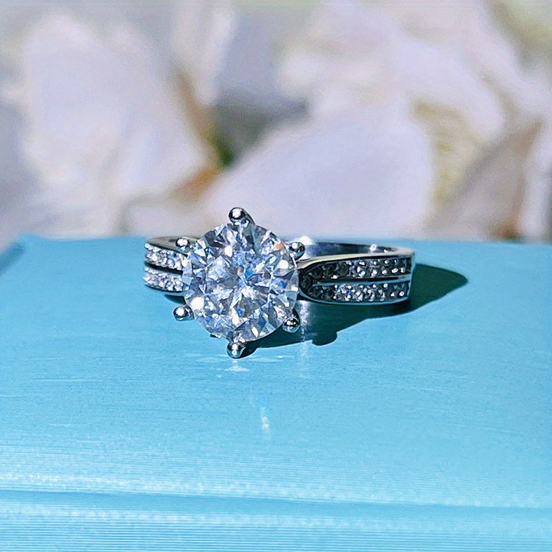 Original Tancise 925 Pure Silvery Ring with Moissanite Diamond and Certificate, Exquisite Jewelry for Women's Engagement Ring - Simply Just Deals LLC