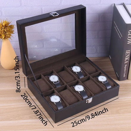 DELESYS 2/3/4/5/6/8/10/12 Slots PU Leather Watch Box Traditional Style Watch Storage Box Gift Watch Case With Lock - Simply Just Deals LLCDELESYS 2/3/4/5/6/8/10/12 Slots PU Leather Watch Box Traditional Style Watch Storage Box Gift Watch Case With Lock1494Brown10PositionsBrown 10 PositionsDELESYS 2/3/4/5/6/8/10/12 Slots PU Leather Watch Box Traditional Style Watch Storage Box Gift Watch Case With Lock