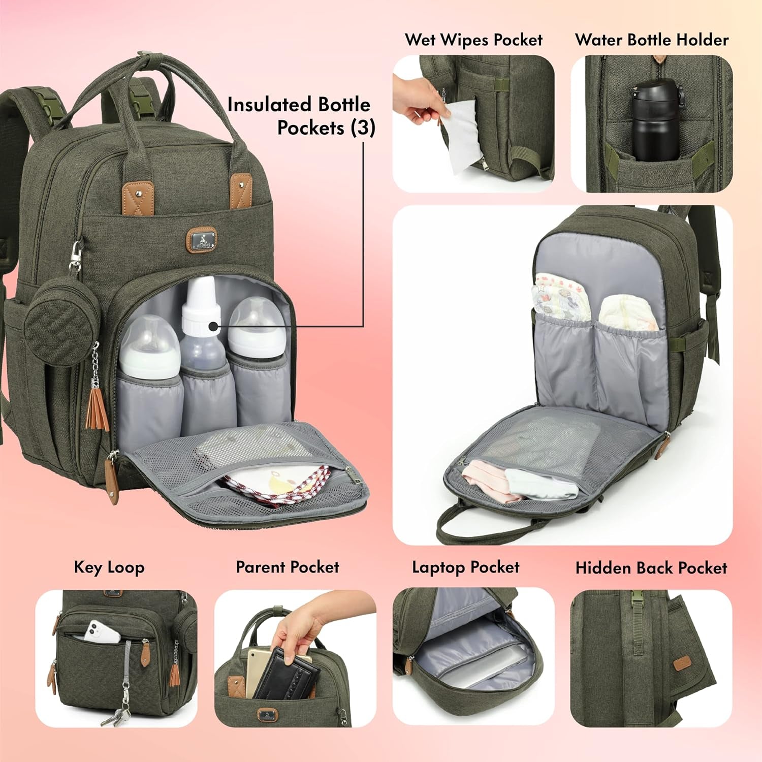 Diaper Bag Backpack with Portable Changing Pad, Pacifier Case and Stroller Straps, Large Unisex Baby Bags for Boys Girls, Multipurpose Travel Back Pack for Moms Dads, Army Green - Simply Just Deals LLCDiaper Bag Backpack with Portable Changing Pad, Pacifier Case and Stroller Straps, Large Unisex Baby Bags for Boys Girls, Multipurpose Travel Back Pack for Moms Dads, Army Green1c1f78cc-4a4f-48d7-9852-3c61d40772f1Army GreenDiaper Bag Backpack with Portable Changing Pad, Pacifier Case and Stroller S