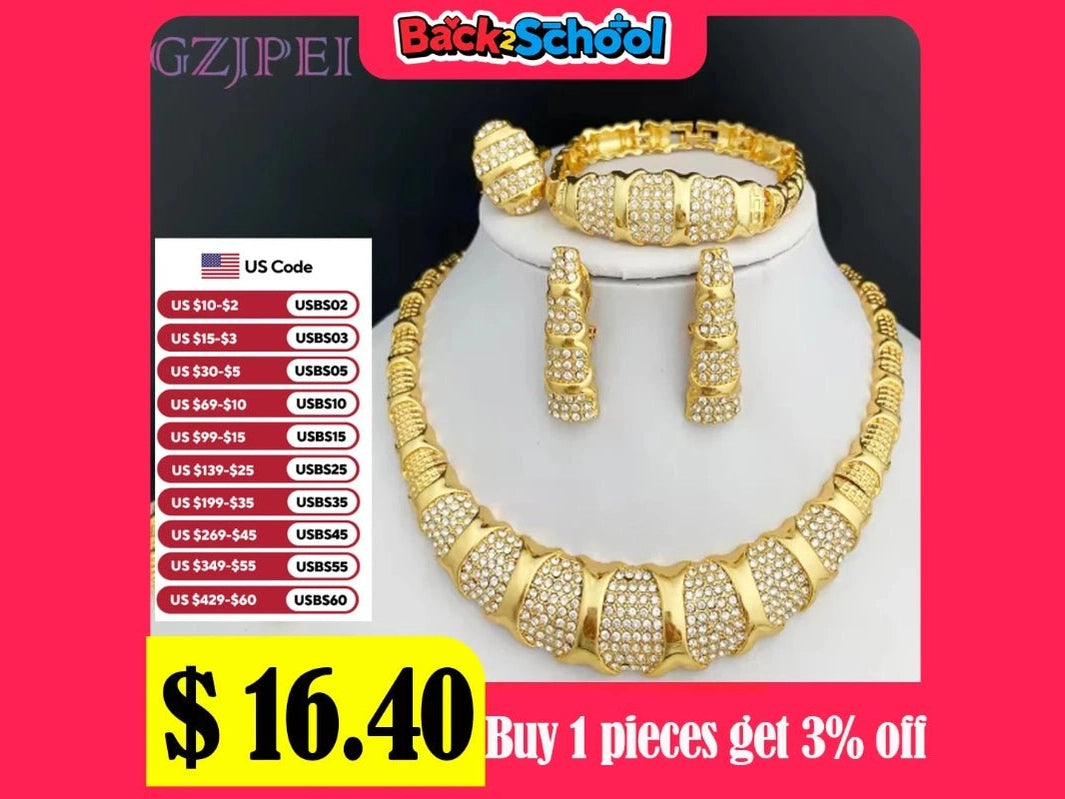 Dubai Jewelry Set For Women 18K Gold Plated Luxury Necklace Earrings Bracelet And Ring Set Jewelry For Wedding Party Trending - Simply Just Deals LLCDubai Jewelry Set For Women 18K Gold Plated Luxury Necklace Earrings Bracelet And Ring Set Jewelry For Wedding Party Trending200001033:36118833Dubai Jewelry Set For Women 18K Gold Plated Luxury Necklace Earrings Bracelet And Ring Set Jewelry For Wedding Party Trending