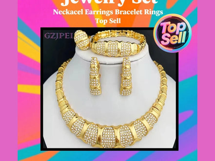 Dubai Jewelry Set For Women 18K Gold Plated Luxury Necklace Earrings Bracelet And Ring Set Jewelry For Wedding Party Trending - Simply Just Deals LLCDubai Jewelry Set For Women 18K Gold Plated Luxury Necklace Earrings Bracelet And Ring Set Jewelry For Wedding Party Trending200001033:36118833Dubai Jewelry Set For Women 18K Gold Plated Luxury Necklace Earrings Bracelet And Ring Set Jewelry For Wedding Party Trending