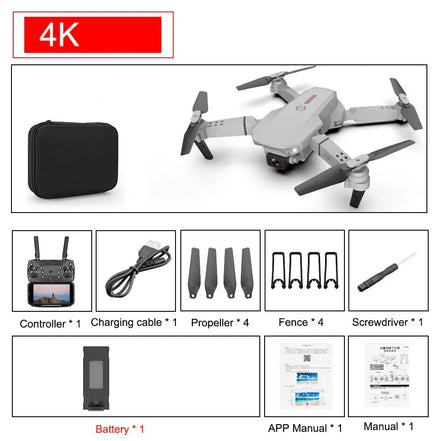 E88 Pro Foldable Quadcopter Drone - WIFI FPV, HD 4K Camera, Altitude Hold - Simply Just Deals LLCE88 Pro Foldable Quadcopter Drone - WIFI FPV, HD 4K Camera, Altitude Hold42275259514949Black4K 1B (691)E88 Pro Foldable Quadcopter Drone - WIFI FPV, HD 4K Camera, Altitude Hold