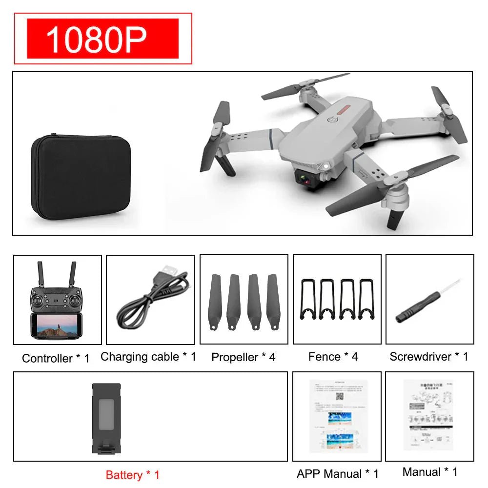 E88 Pro Foldable Quadcopter Drone - WIFI FPV, HD 4K Camera, Altitude Hold - Simply Just Deals LLCE88 Pro Foldable Quadcopter Drone - WIFI FPV, HD 4K Camera, Altitude Hold42275259678789Black1080P 1B (175)E88 Pro Foldable Quadcopter Drone - WIFI FPV, HD 4K Camera, Altitude Hold