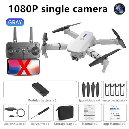 E88 Pro WiFi FPV Drone. Wide - angle HD 4K/1080P camera, height hold, foldable. Ideal RC quadcopter toy for Christmas boys gift. - Simply Just Deals LLCE88 Pro WiFi FPV Drone. Wide - angle HD 4K/1080P camera, height hold, foldable. Ideal RC quadcopter toy for Christmas boys gift.14175gray-single-4Kgray - single - 4KE88 Pro WiFi FPV Drone. Wide - angle HD 4K/1080P camera, height hold, foldable. Ideal RC quadcopter toy for Christmas boys gift.