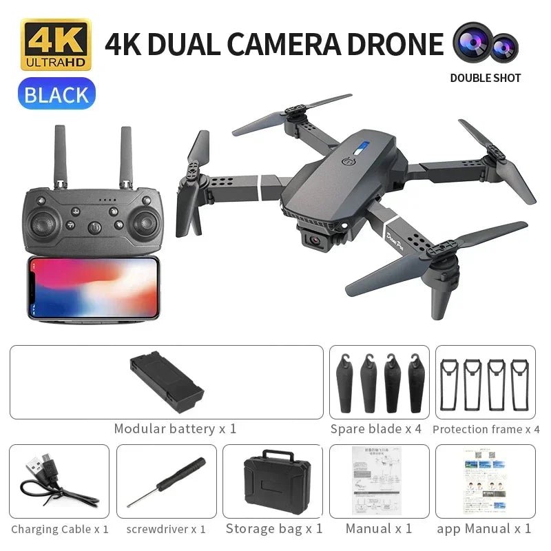 E88 Pro WiFi FPV Drone. Wide - angle HD 4K/1080P camera, height hold, foldable. Ideal RC quadcopter toy for Christmas boys gift. - Simply Just Deals LLCE88 Pro WiFi FPV Drone. Wide - angle HD 4K/1080P camera, height hold, foldable. Ideal RC quadcopter toy for Christmas boys gift.14175gray-single-4Kgray - single - 4KE88 Pro WiFi FPV Drone. Wide - angle HD 4K/1080P camera, height hold, foldable. Ideal RC quadcopter toy for Christmas boys gift.