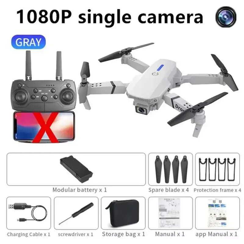 E88 Pro WiFi FPV Drone. Wide - angle HD 4K/1080P camera, height hold, foldable. Ideal RC quadcopter toy for Christmas boys gift. - Simply Just Deals LLCE88 Pro WiFi FPV Drone. Wide - angle HD 4K/1080P camera, height hold, foldable. Ideal RC quadcopter toy for Christmas boys gift.14175gray-single-4Kgray - single - 4KE88 Pro WiFi FPV Drone. Wide - angle HD 4K/1080P camera, height hold, foldable. Ideal RC quadcopter toy for Christmas boys gift.