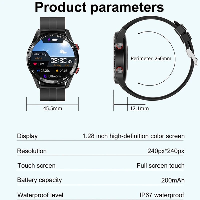 ECG+PPG Bluetooth Call Smart Watch Men Laser Health Blood Pressure Fitnes Sports Watches Man Sports Waterproof Smartwatch+Box - Simply Just Deals LLCECG+PPG Bluetooth Call Smart Watch Men Laser Health Blood Pressure Fitnes Sports Watches Man Sports Waterproof Smartwatch+Box141202beltblackbelt blackECG+PPG Bluetooth Call Smart Watch Men Laser Health Blood Pressure Fitnes Sports Watches Man Sports Waterproof Smartwatch+Box